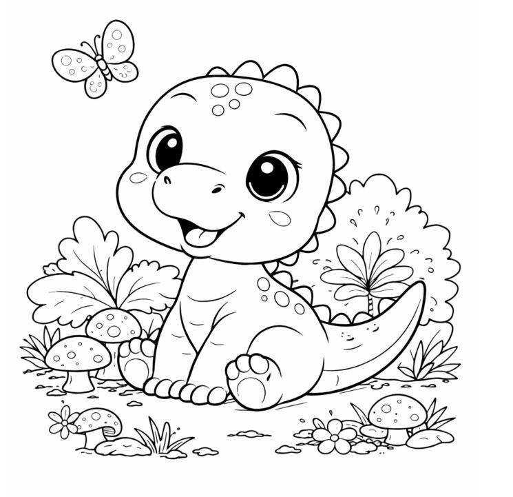 Cute Dinosaur Coloring Page