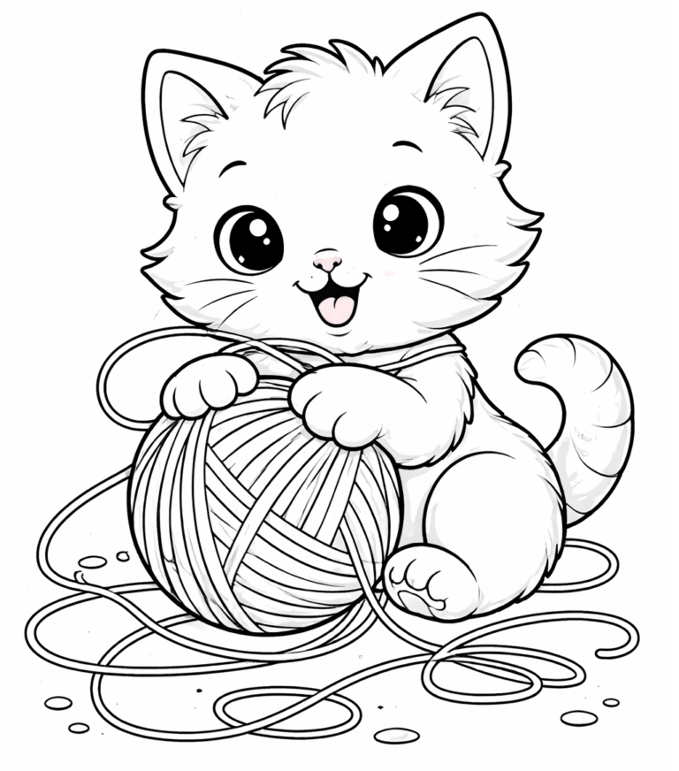 Cute Cat Coloring Page