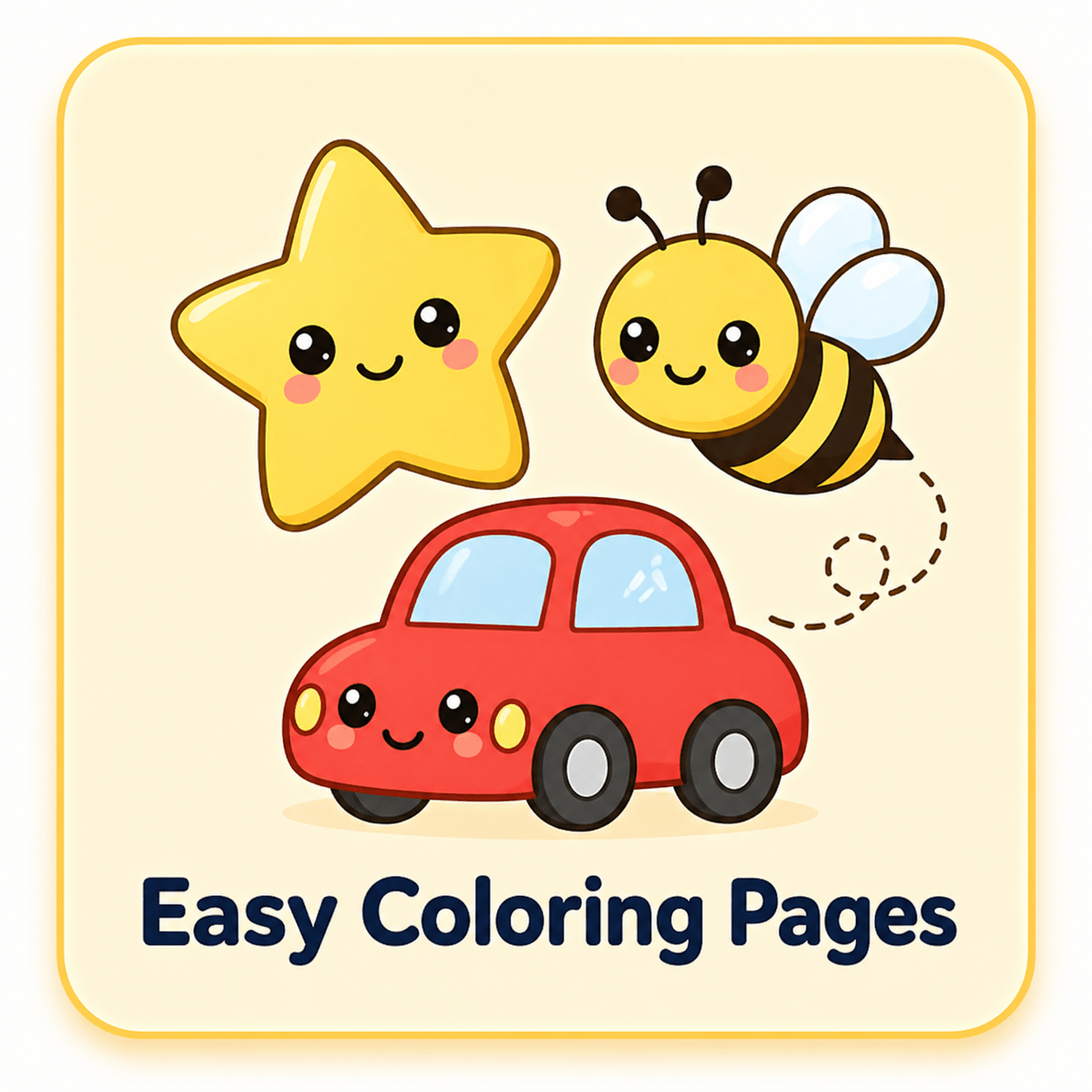 Easy coloring pages category with simple outlines, cute designs, beginner pages, and large shapes for young kids