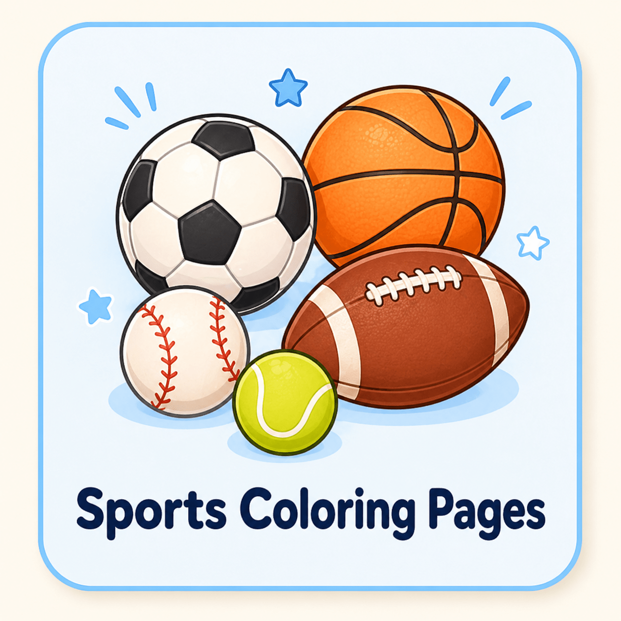 Sports coloring pages category with football, basketball, soccer, baseball, tennis, and active designs for kids