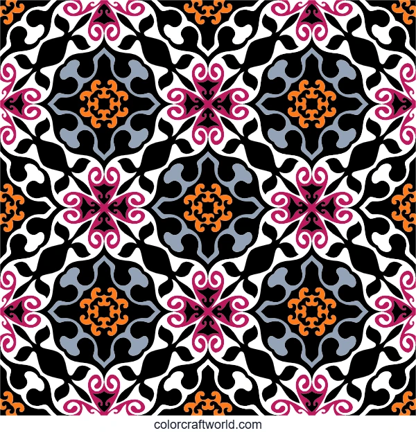 Geometric Floral Pattern Coloring Page colored preview