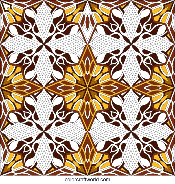Geometric Leaf Diamond Pattern Coloring Page colored preview
