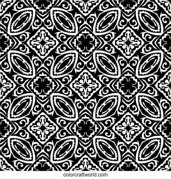 Paisley Floral Pattern Coloring Page colored preview