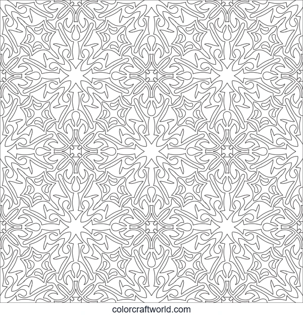 Arabesque Floral Pattern Coloring Page