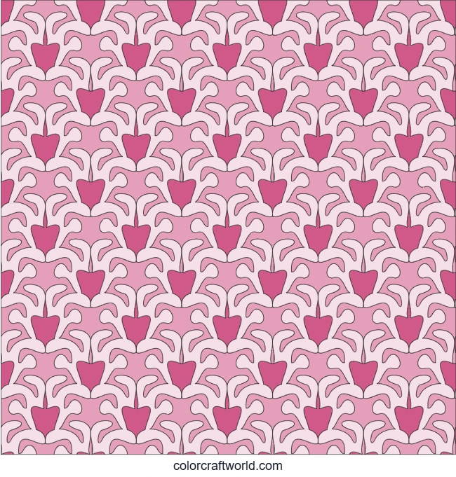Elegant Tulip Floral Repeat Pattern Coloring Page colored preview