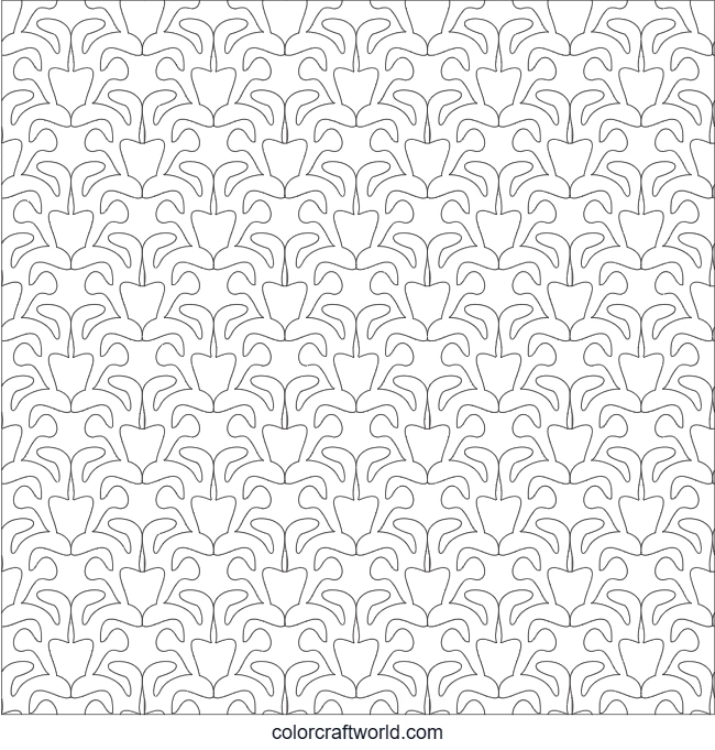 Elegant Tulip Floral Repeat Pattern Coloring Page